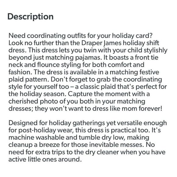 DRAPER JAMES Girls Plaid Dress Size 18M Daddy Daughter Dance Valentine’s Day NWT - Picture 8 of 10